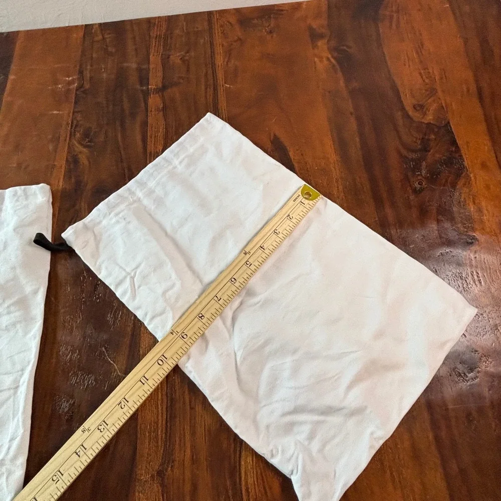 Larroude White Cotton Canvas Shoe Dust Bags Set of 2 Logo Print Travel Pouches